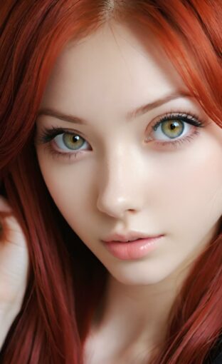 AI girl with red hair wallpaper