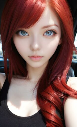 AI girl with red hair wallpaper