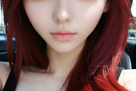AI girl with red hair wallpaper