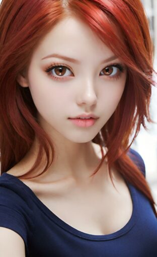 AI girl with red hair wallpaper