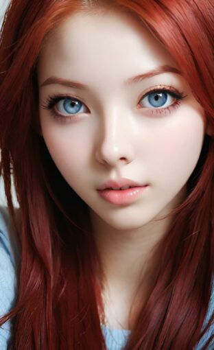 AI girl with red hair wallpaper