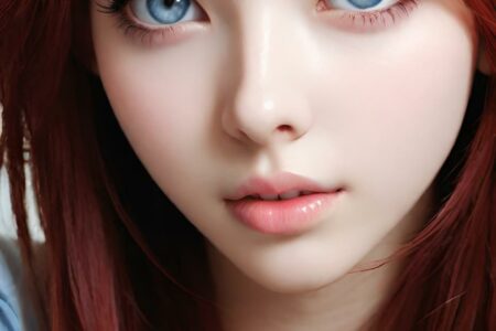 AI girl with red hair wallpaper