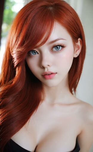 AI girl with red hair wallpaper