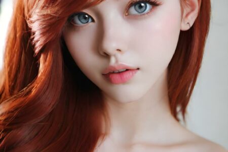 AI girl with red hair wallpaper
