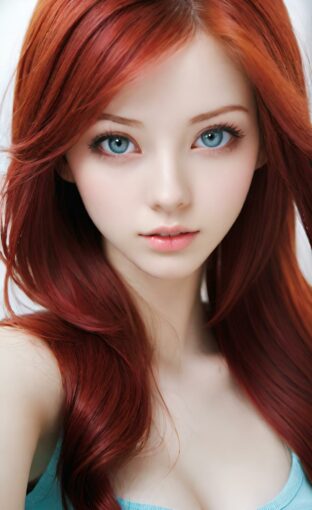 AI girl with red hair wallpaper