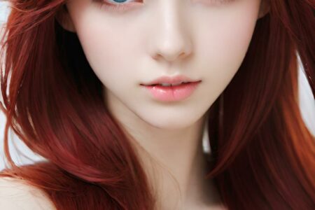 AI girl with red hair wallpaper