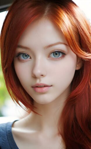 AI girl with red hair wallpaper