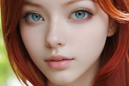 AI girl with red hair wallpaper