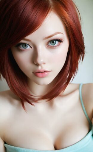 AI girl with red hair wallpaper