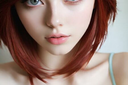 AI girl with red hair wallpaper
