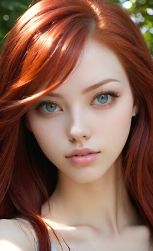 AI girl with red hair wallpaper