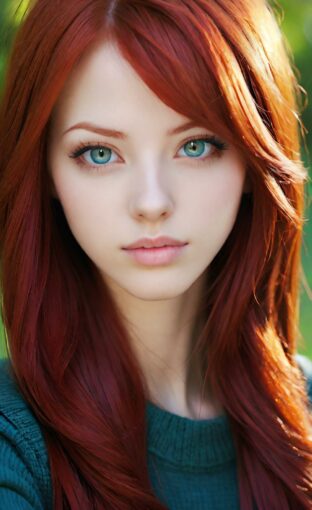 AI girl with red hair wallpaper