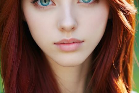 AI girl with red hair wallpaper