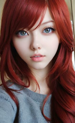 AI girl with red hair wallpaper
