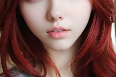 AI girl with red hair wallpaper