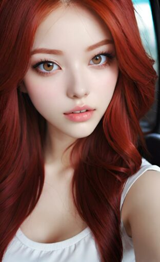 AI girl with red hair wallpaper
