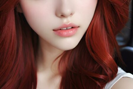 AI girl with red hair wallpaper