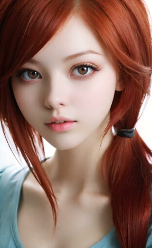 AI girl with red hair wallpaper