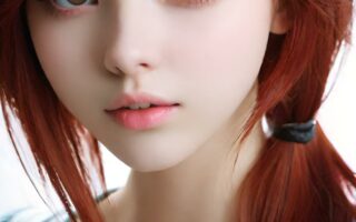 AI girl with red hair wallpaper