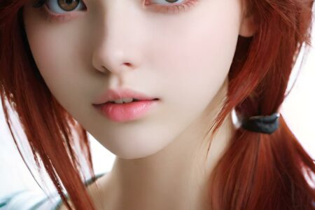 AI girl with red hair wallpaper