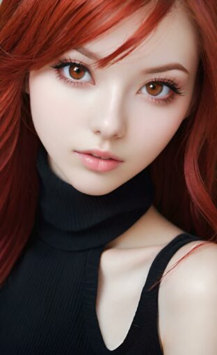 AI girl with red hair wallpaper
