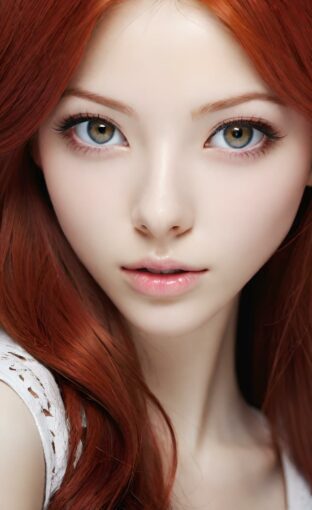 AI girl with red hair wallpaper