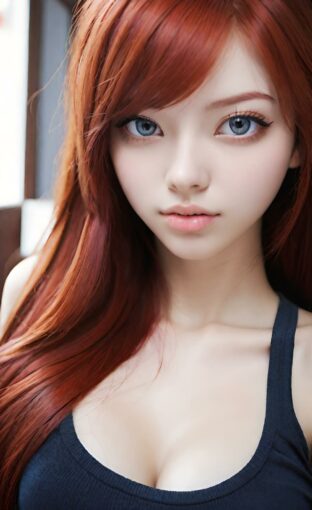AI girl with red hair wallpaper