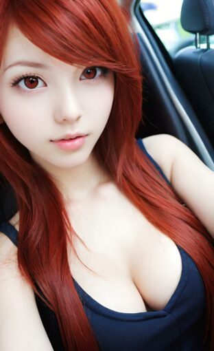 AI girl with red hair wallpaper