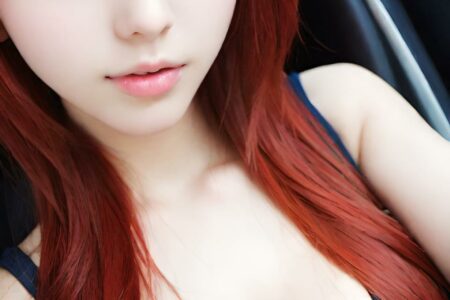 AI girl with red hair wallpaper