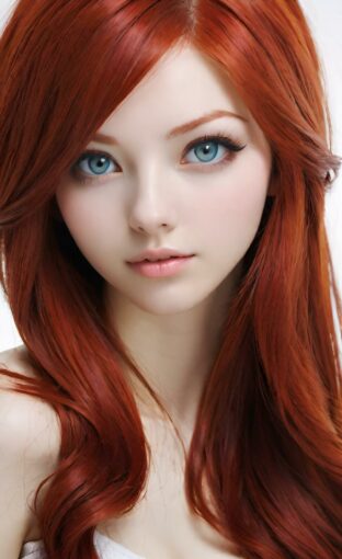 AI girl with red hair wallpaper