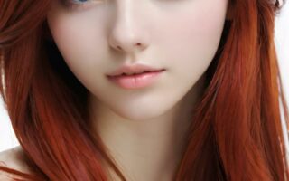 AI girl with red hair wallpaper