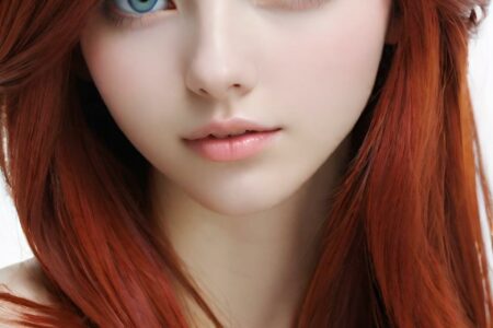 AI girl with red hair wallpaper
