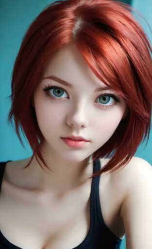 AI girl with red hair wallpaper