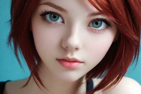 AI girl with red hair wallpaper