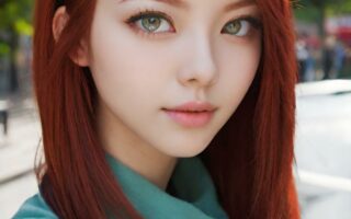 AI girl with red hair wallpaper