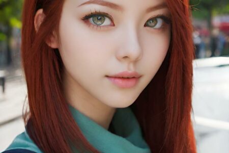 AI girl with red hair wallpaper