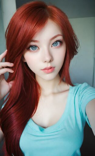 AI girl with red hair wallpaper