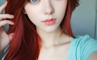 AI girl with red hair wallpaper