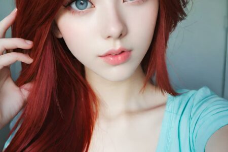 AI girl with red hair wallpaper