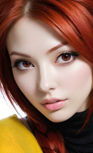 AI girl with red hair wallpaper