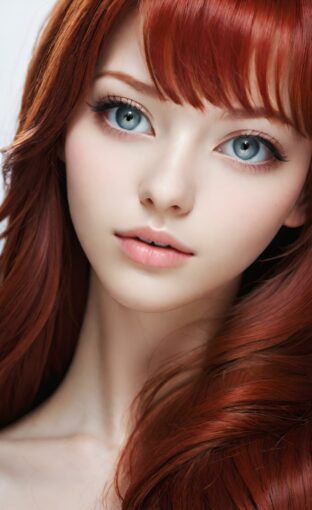 AI girl with red hair wallpaper