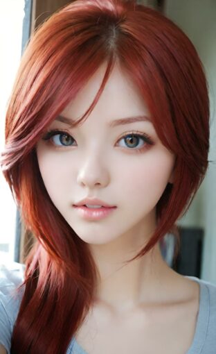 AI girl with red hair wallpaper