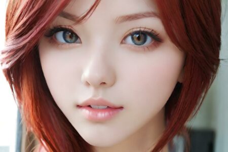 AI girl with red hair wallpaper