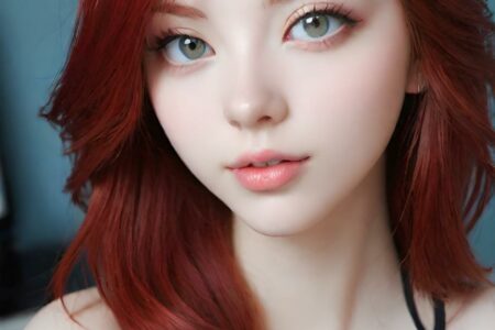 AI girl with red hair wallpaper