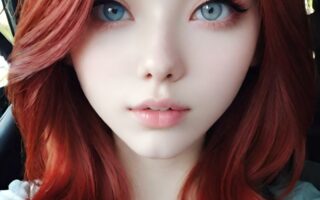 AI girl with red hair wallpaper