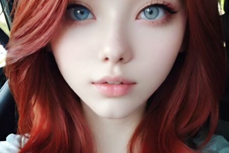 AI girl with red hair wallpaper