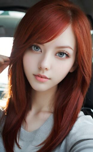 AI girl with red hair wallpaper