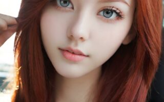 AI girl with red hair wallpaper