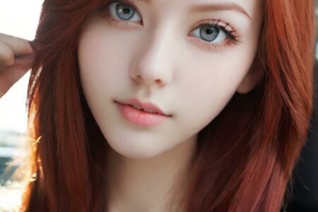 AI girl with red hair wallpaper