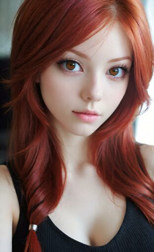 AI girl with red hair wallpaper